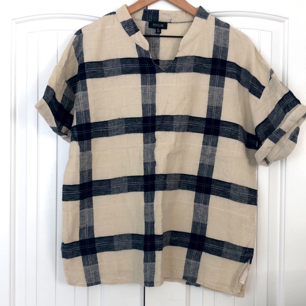 Roolee notched neck short sleeve top